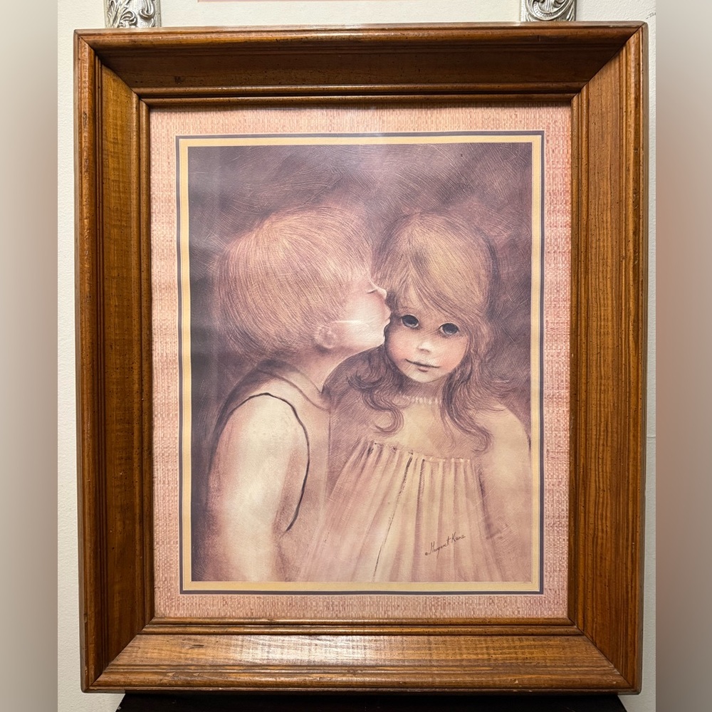 🤩VINTAGE MARGARET KANE "FIRST KISS" FRAMED PICTURE/PRINT/VINTAGE! 20" x 17" - Picture 5 of 13